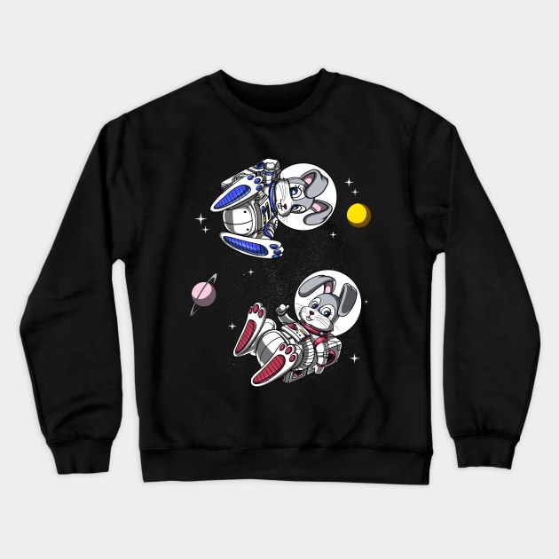 Rabbit Space Astronauts Crewneck Sweatshirt by underheaven